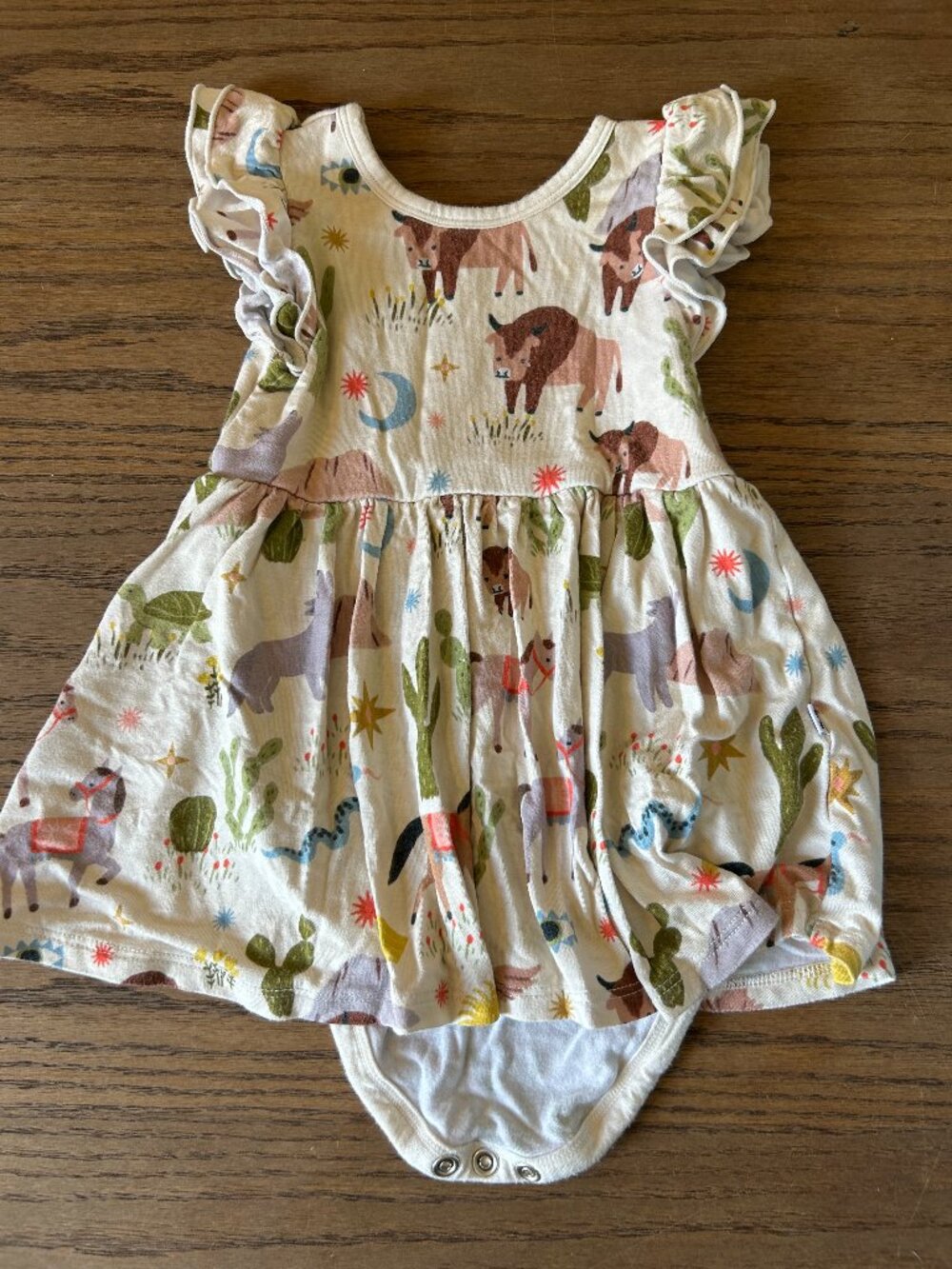 Little Sleepies Skater Dress; Western; Cream & Multicolors; 6-12 Months